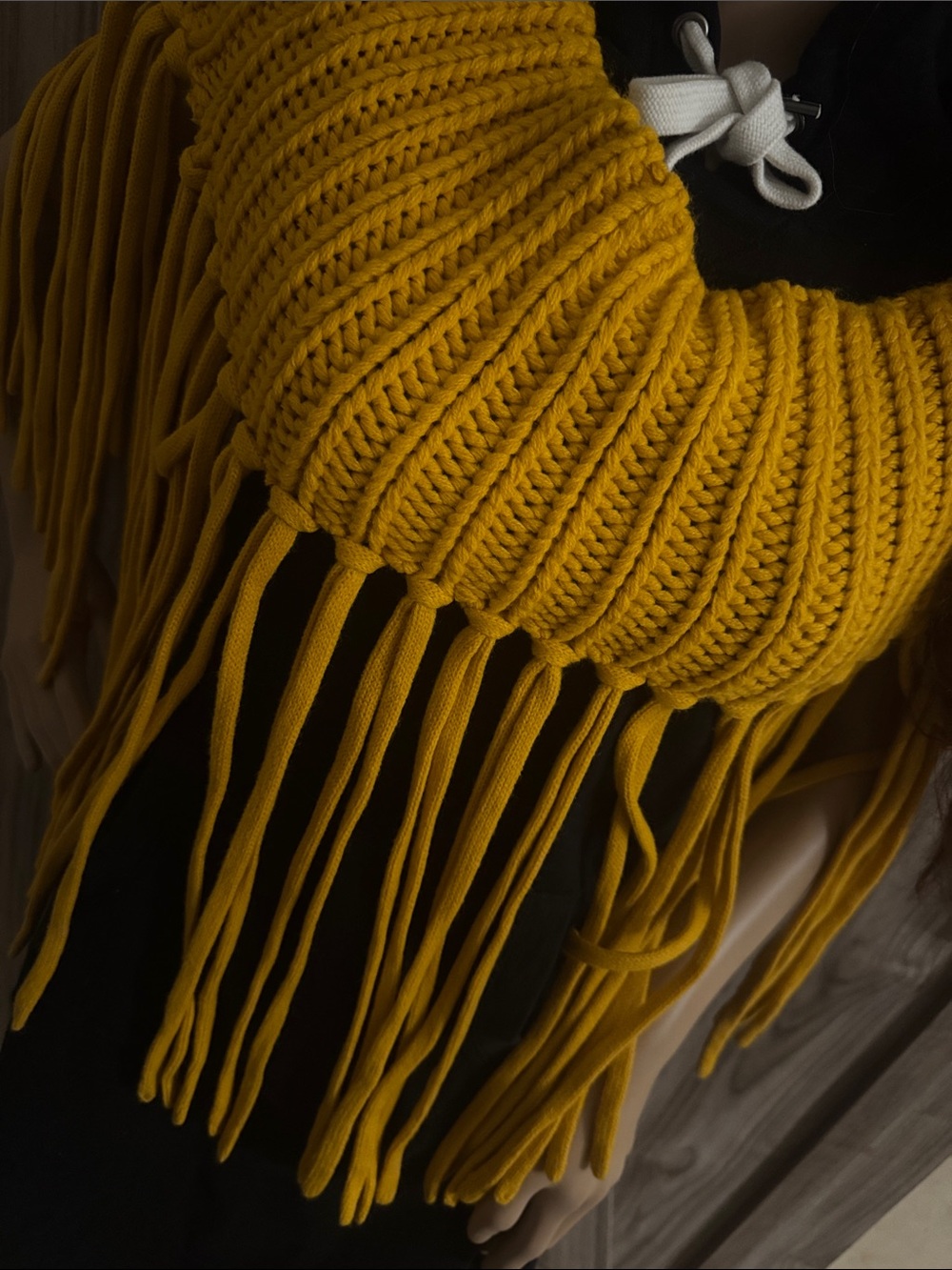 Mustard Knit Fringe Scarf - Women Accessories